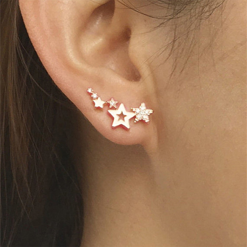 1 Pair Retro Round Inlay Stainless Steel Zircon Ear Studs