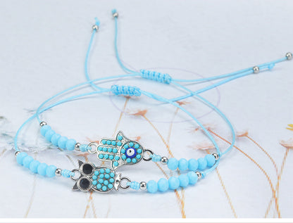 Vacation Leaves Alloy Jade Line Beaded Inlay Beads Couple Bracelets