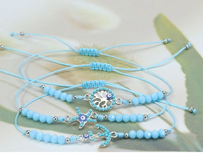 Vacation Leaves Alloy Jade Line Beaded Inlay Beads Couple Bracelets