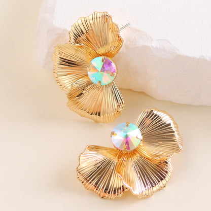 1 Pair Vintage Style Petal Glass Iron Ear Studs