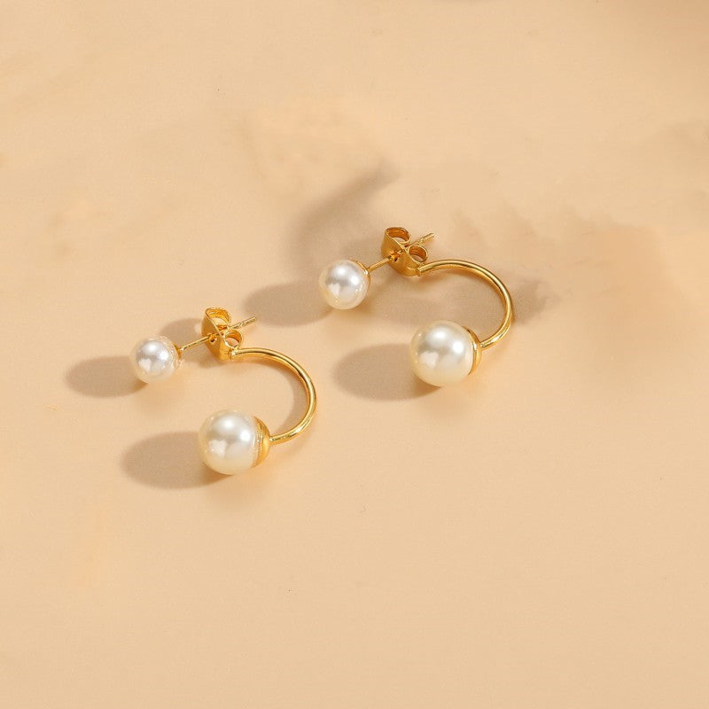 1 Pair Elegant Basic Geometric Plating Inlay Copper Pearl Zircon 14k Gold Plated Earrings