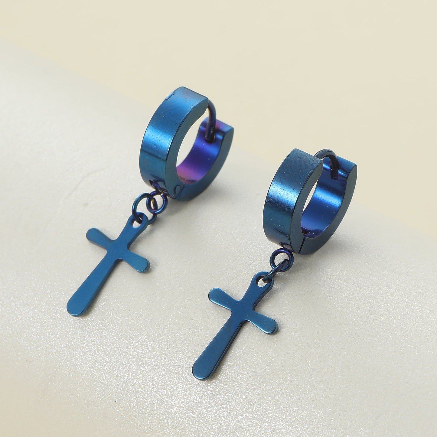 1 Pair Casual Classic Style Cross Stainless Steel Drop Earrings