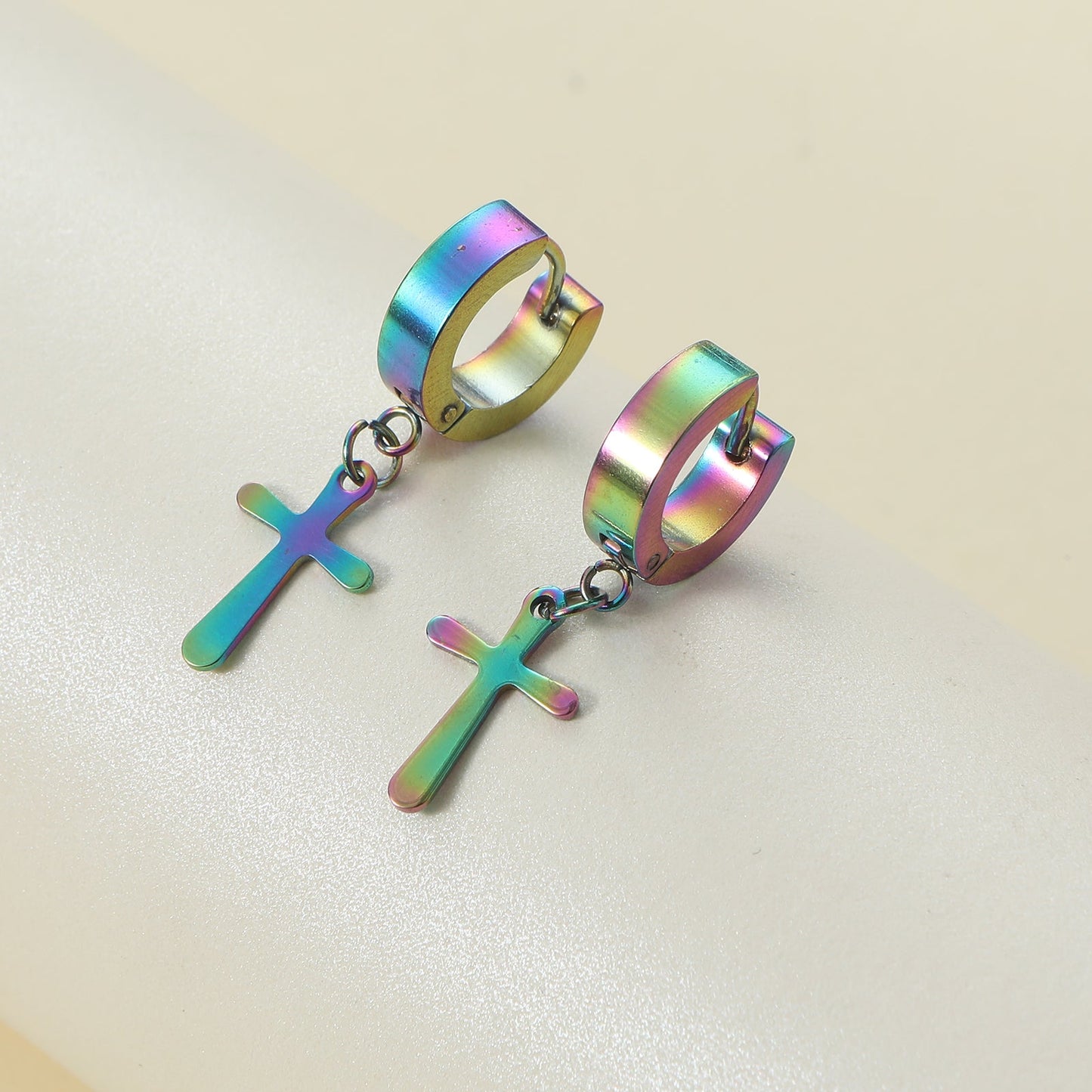 1 Pair Casual Classic Style Cross Stainless Steel Drop Earrings