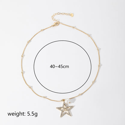 Simple Style Solid Color Copper Plating Inlay Rhinestones 18k Gold Plated Necklace