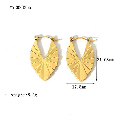 1 Pair Vintage Style Sector Heart Shape Solid Color Plating Stainless Steel 18k Gold Plated Drop Earrings