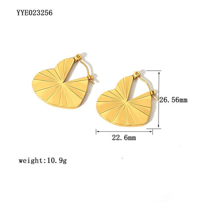 1 Pair Vintage Style Sector Heart Shape Solid Color Plating Stainless Steel 18k Gold Plated Drop Earrings