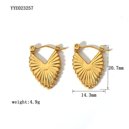 1 Pair Vintage Style Sector Heart Shape Solid Color Plating Stainless Steel 18k Gold Plated Drop Earrings