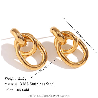 1 Pair Vintage Style Simple Style Classic Style C Shape Plating Inlay Stainless Steel Zircon 18k Gold Plated Ear Studs