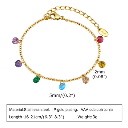 Ig Style Sweet Solid Color Stainless Steel Inlay Zircon Bracelets