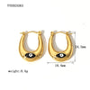 1 Pair Vintage Style Devil's Eye Heart Shape Plating Inlay Stainless Steel Rhinestones Pearl 18k Gold Plated Hoop Earrings