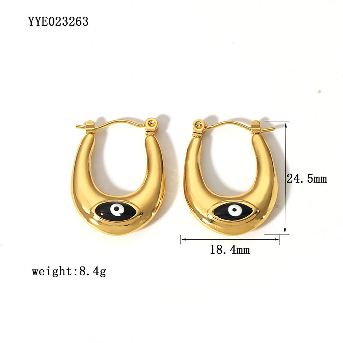 1 Pair Vintage Style Devil's Eye Heart Shape Plating Inlay Stainless Steel Rhinestones Pearl 18k Gold Plated Hoop Earrings