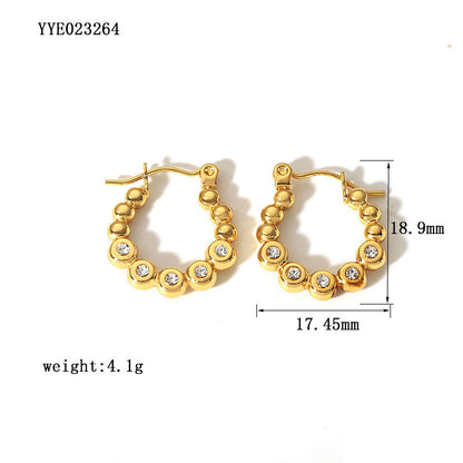 1 Pair Vintage Style Devil's Eye Heart Shape Plating Inlay Stainless Steel Rhinestones Pearl 18k Gold Plated Hoop Earrings