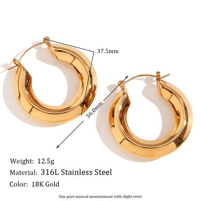 1 Pair Basic Simple Style Classic Style Solid Color Plating Stainless Steel 18k Gold Plated Earrings