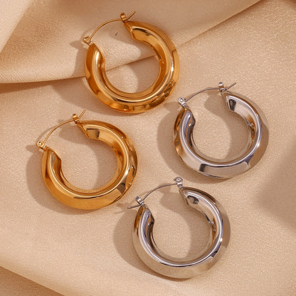 1 Pair Basic Simple Style Classic Style Solid Color Plating Stainless Steel 18k Gold Plated Earrings