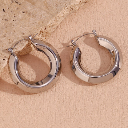 1 Pair Basic Simple Style Classic Style Solid Color Plating Stainless Steel 18k Gold Plated Earrings