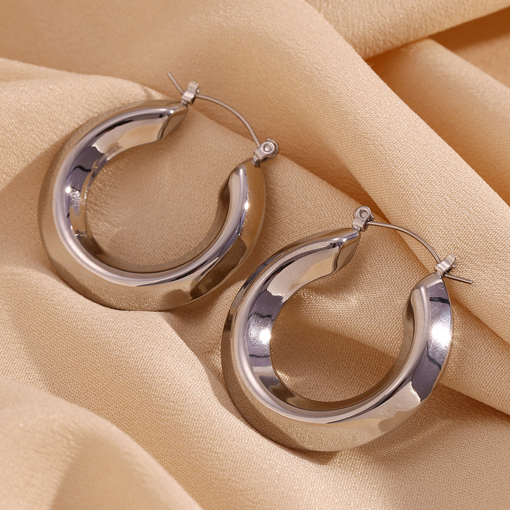 1 Pair Basic Simple Style Classic Style Solid Color Plating Stainless Steel 18k Gold Plated Earrings