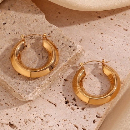 1 Pair Basic Simple Style Classic Style Solid Color Plating Stainless Steel 18k Gold Plated Earrings