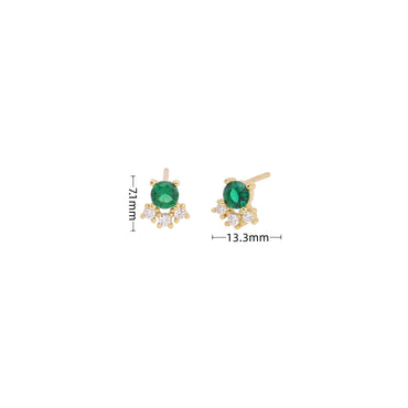 1 Pair Vintage Style Geometric Color Block Plating Inlay Sterling Silver Zircon White Gold Plated Ear Studs