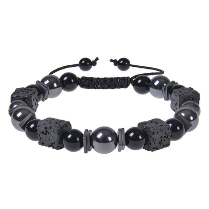 Retro Round Natural Stone Beaded Men'S Bracelets