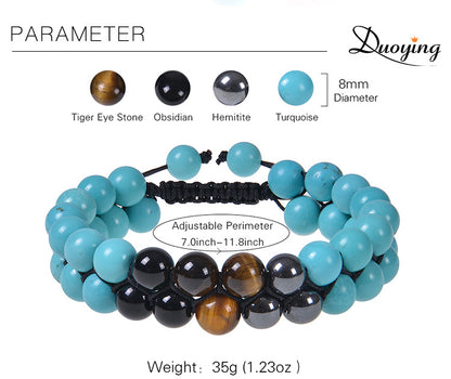 Retro Round Natural Stone Beaded Bracelets