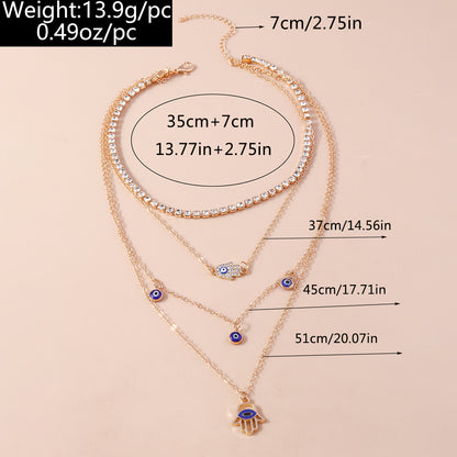 Modern Style Devil's Eye Glass Zinc Alloy Wholesale Layered Necklaces