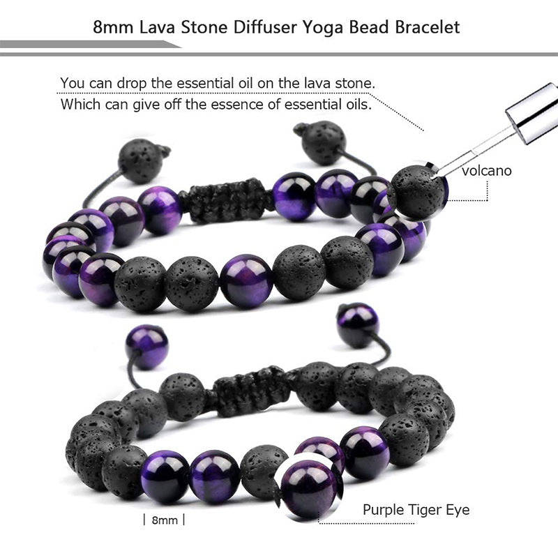 Casual Simple Style Round Volcanic Rock Tiger Eye Beaded Bracelets