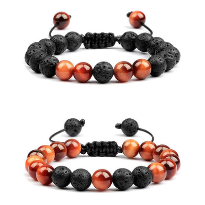 Casual Simple Style Round Volcanic Rock Tiger Eye Beaded Bracelets