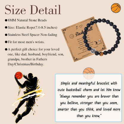 Casual Sports Basketball Frosted Stone Tiger Eye Beaded Bracelets