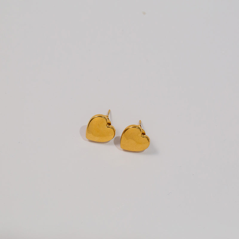 1 Pair Vintage Style Simple Style Heart Shape Plating Stainless Steel 18k Gold Plated Ear Studs