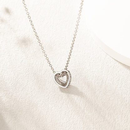 Simple Style Korean Style Heart Shape Alloy Inlay Artificial Rhinestones Women's Necklace