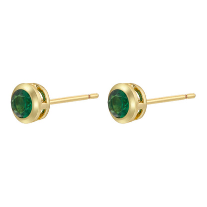 1 Pair Simple Style Classic Style Round Dots Colorful Plating Inlay Copper Zircon 18k Gold Plated Ear Studs