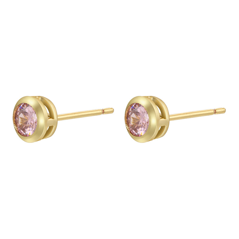 1 Pair Simple Style Classic Style Round Dots Colorful Plating Inlay Copper Zircon 18k Gold Plated Ear Studs