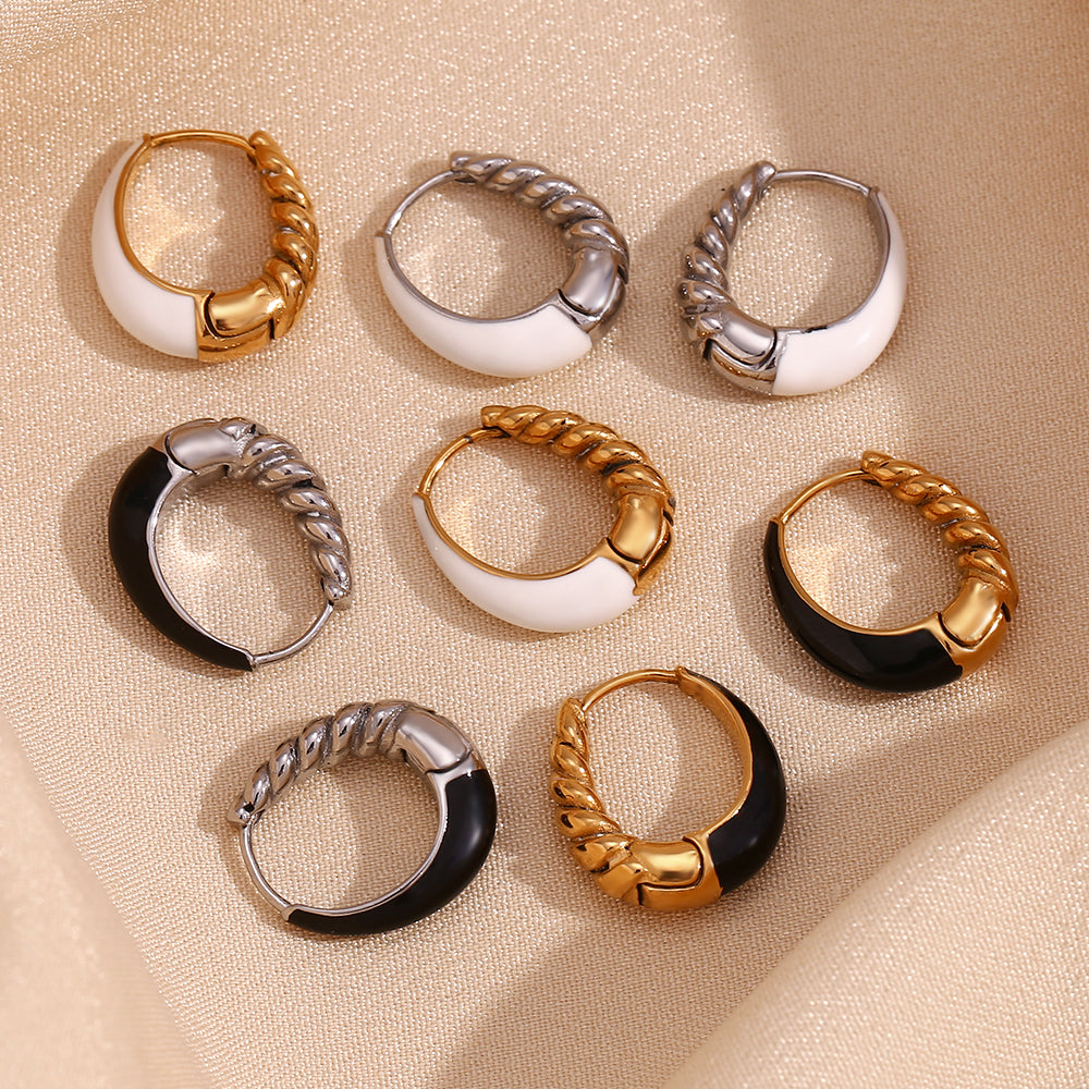 1 Pair Basic Simple Style Classic Style Oval Plating Stainless Steel 18k Gold Plated Earrings