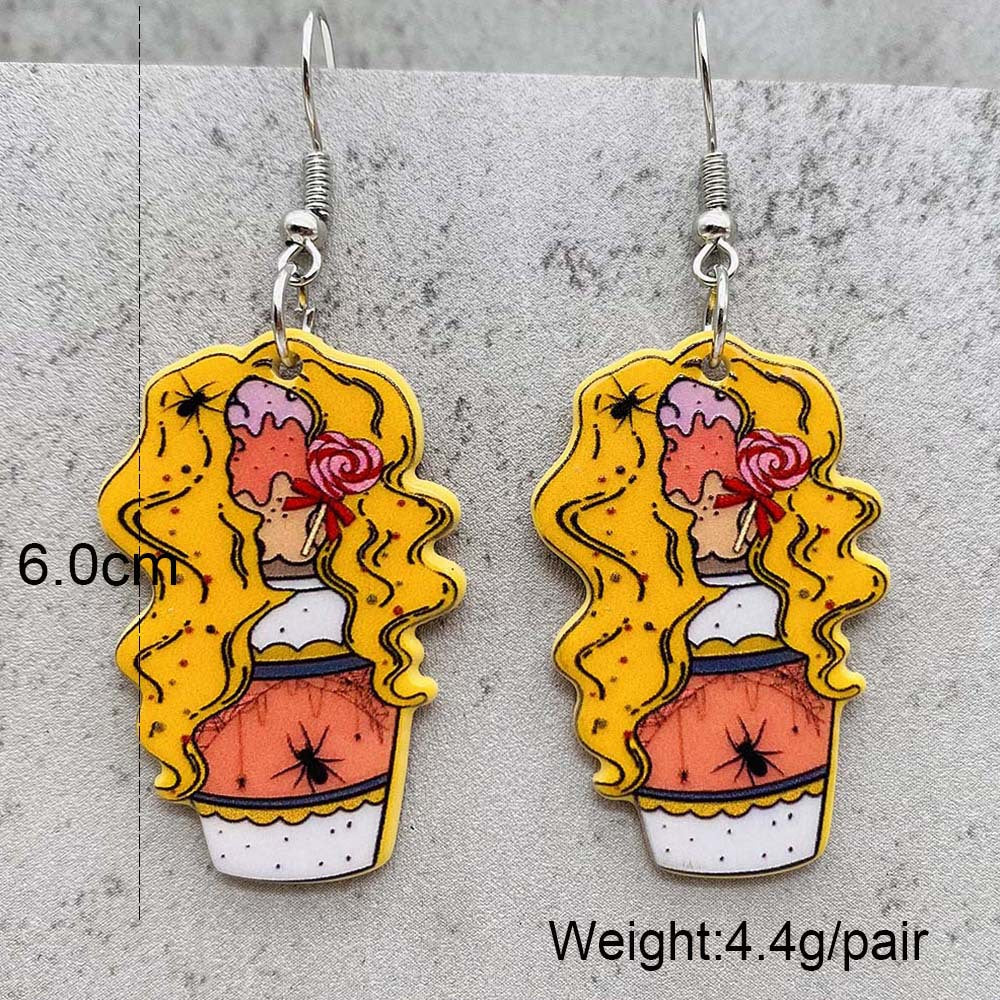 Wholesale Jewelry Modern Style Cartoon Character Fruit Heart Shape Arylic Drop Earrings