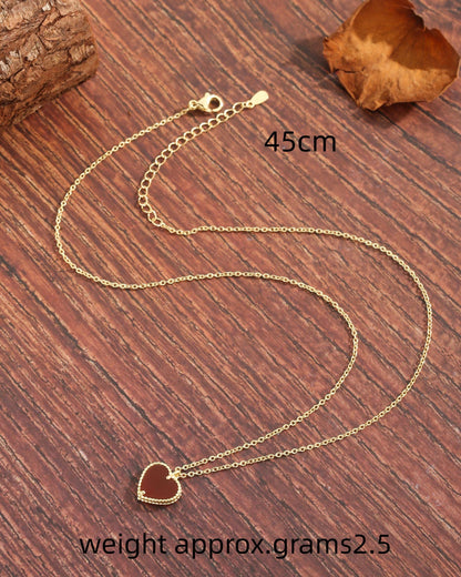 Sweet Simple Style Heart Shape Copper Plating Inlay Zircon 18k Gold Plated Pendant Necklace