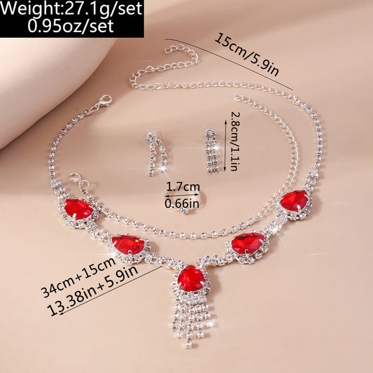 Shiny Water Droplets Zinc Alloy Inlay Glass Women's Jewelry Set