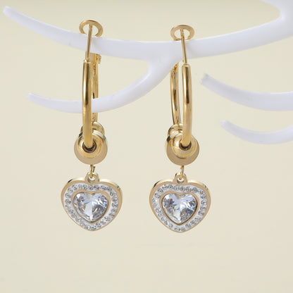 1 Pair Elegant Lady Modern Style Heart Shape Flower Inlay Zinc Alloy Zircon Drop Earrings