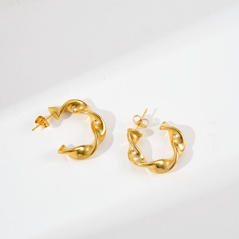 1 Pair Solid Color Solid Color Plating Stainless Steel Gold Plated Earrings