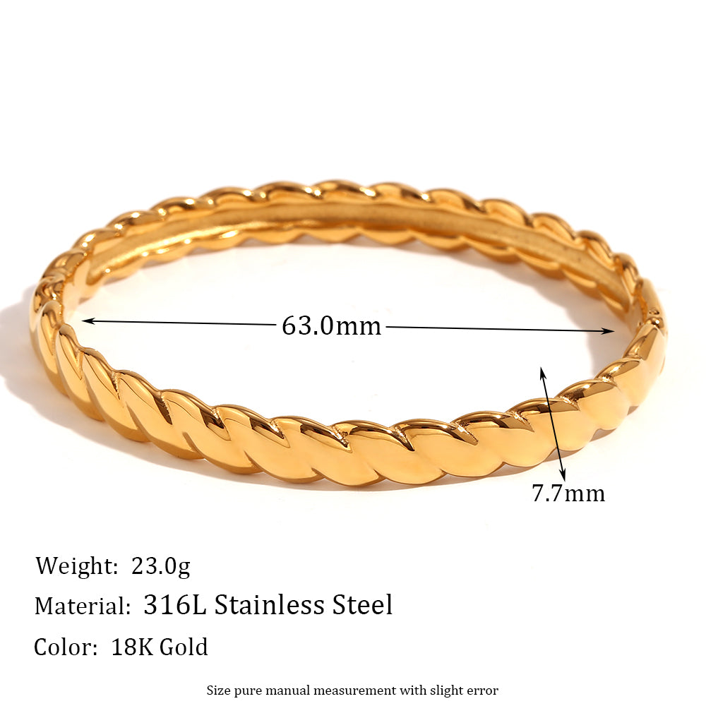 Simple Style Classic Style Solid Color Stainless Steel Plating 18k Gold Plated Bangle