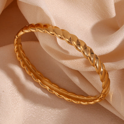 Simple Style Classic Style Solid Color Stainless Steel Plating 18k Gold Plated Bangle