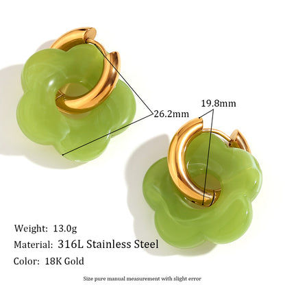 1 Pair Basic Sweet Classic Style Flower Plating Stainless Steel Arylic 18k Gold Plated Drop Earrings