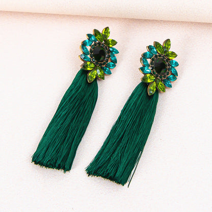 1 Pair Ig Style Glam Flower Inlay Alloy Glass Drop Earrings