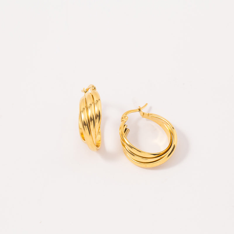 1 Pair Ig Style Commute Semicircle Layered Plating Stainless Steel 18k Gold Plated Hoop Earrings