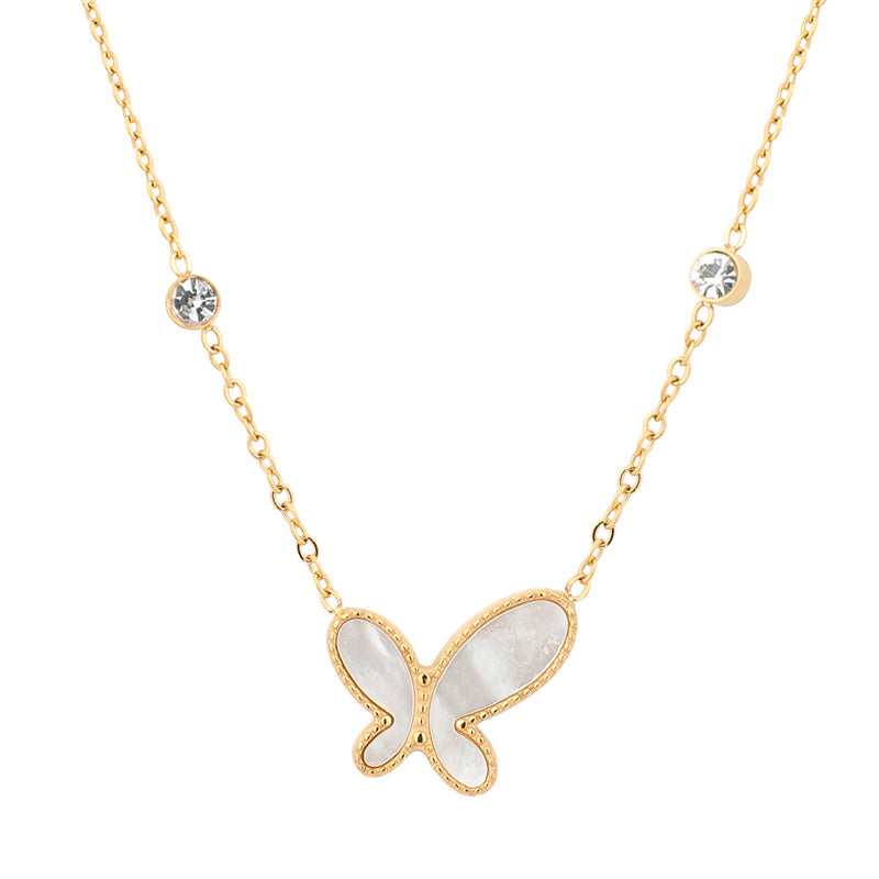 Simple Style Classic Style Rabbit Heart Shape Butterfly Stainless Steel Titanium Steel Polishing Plating Rose Gold Plated Gold Plated Pendant Necklace