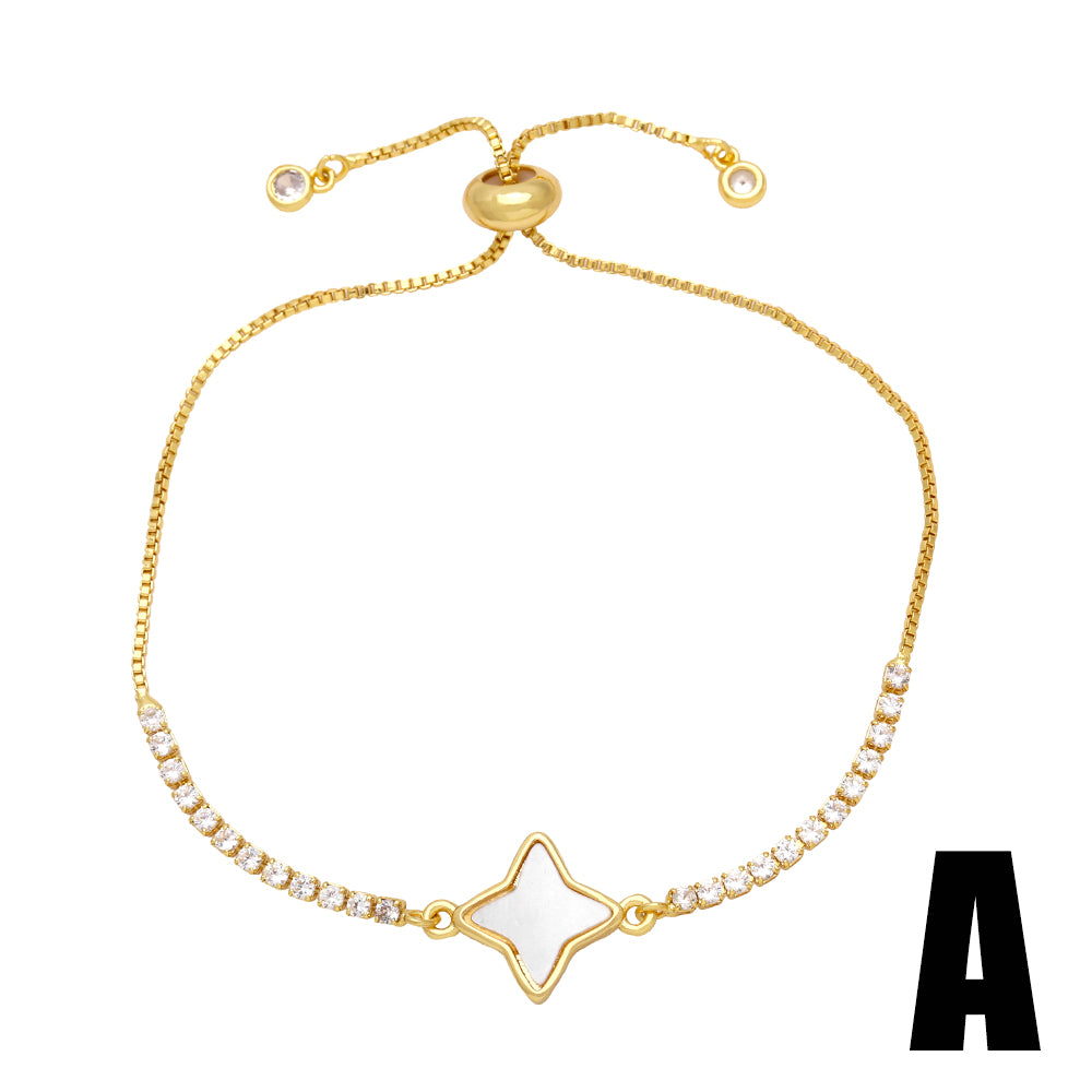 Ig Style Fashion Simple Style Star Heart Shape Lightning Copper Plating Inlay Zircon 18k Gold Plated Bracelets