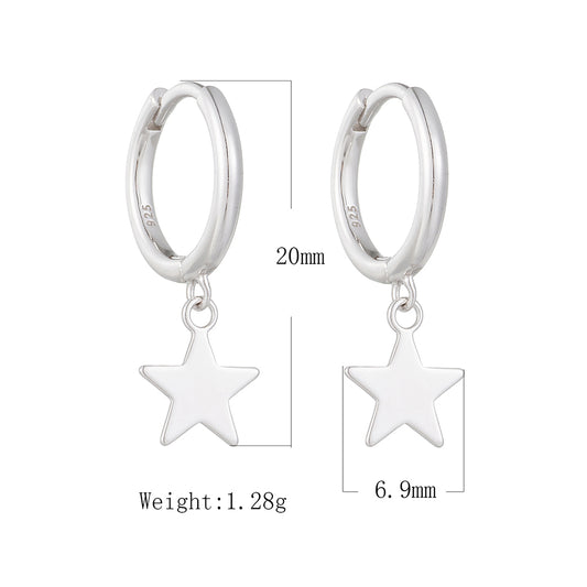 1 Pair Ig Style Star Plating Sterling Silver Rhodium Plated Earrings