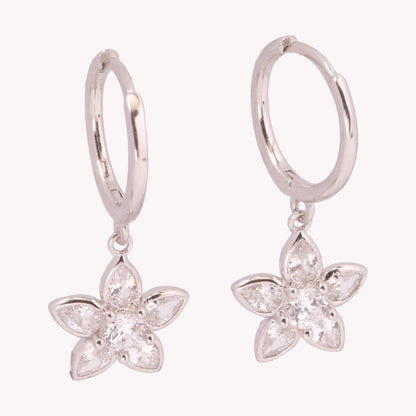 1 Pair Retro Simple Style Flower Inlay Sterling Silver Zircon Drop Earrings