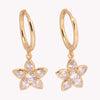 1 Pair Retro Simple Style Flower Inlay Sterling Silver Zircon Drop Earrings