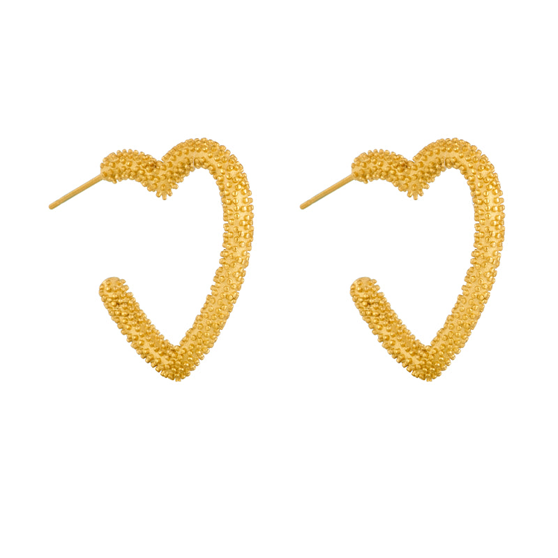 1 Pair Lady Heart Shape Plating Stainless Steel 18k Gold Plated Hoop Earrings