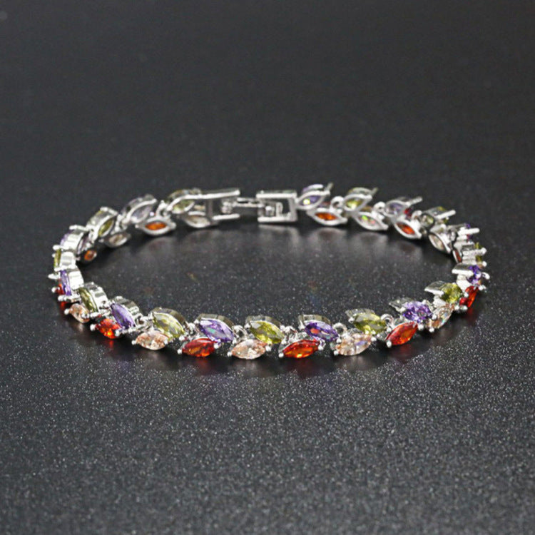 Vacation Leaf Copper Plating Inlay Zircon Bracelets